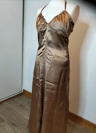 Robe dorée bronze brillante satiné longue, brand: Fait Main, condition: New without tags, size: S / 36 / 8, €4.00, €4.90 includes Buyer Protection