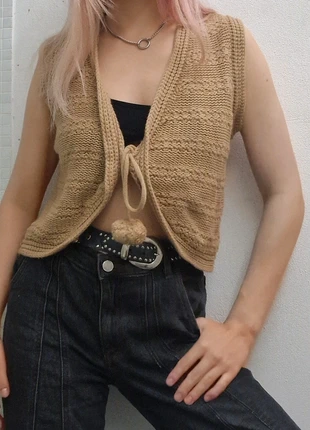 Vintage strick strickweste pullunder beige knitwear, merk: Vintage Love, staat: Heel goed, maat: M / 38 / 10, € 10,00, € 11,20 inclusief Kopersbescherming