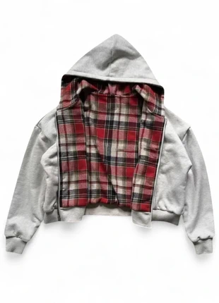 Veste à capuche grise double zip réversible à carreaux taille M, brand: y2k, condizioni: Nuovo senza cartellino, taglia: M, €59.00, €62.65 include la Protezione acquisti