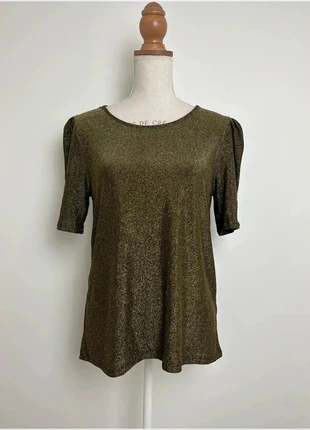 Haut manches courtes noir dorée, dos nu, col rond, soirée ou occasion - B - Convient taille M (38), brand: b, condition: Very good, size: M / 38 / 10, €8.00, €9.10 includes Buyer Protection