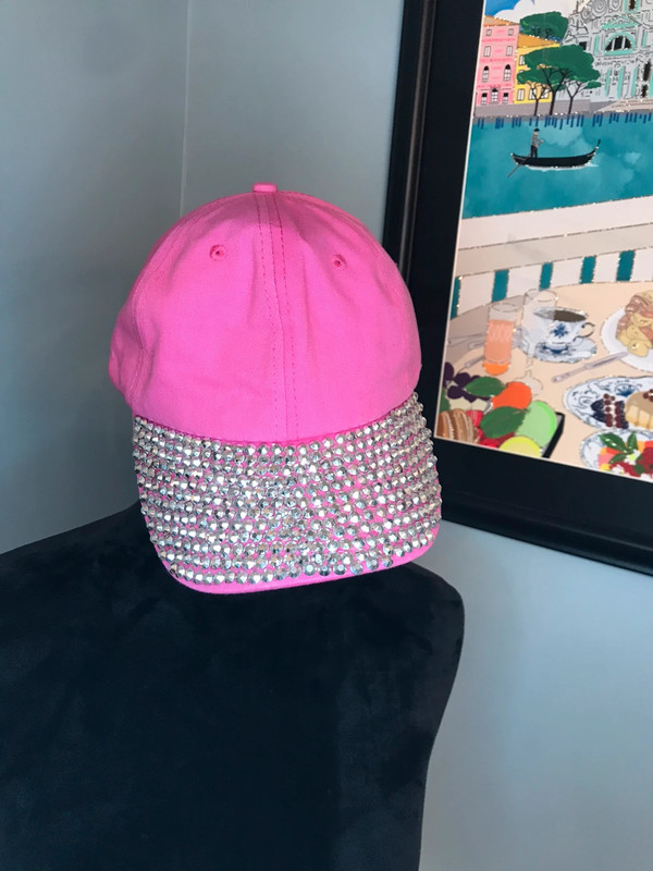 NWT Pink and Silver Rhinestone Bling Baseball Cap 1