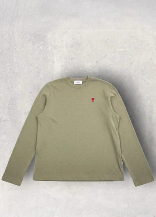 T-shirt manches longues AMI – 100% coton – Logo cœur brodé – Très bon état – Vert olive – Taille M, marca: AMI, estado: Muy bueno, tamaño: M, 60,00 €, 63,70 € Protección al comprador incluida