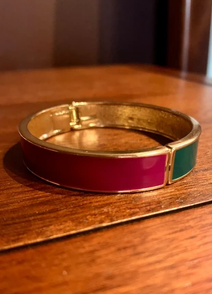 M&S gold tone, fuchsia pink and deep green enamel snap one size bangle, brand: Marks & Spencer, condition: New without tags, £3.00, £3.85 includes Buyer Protection