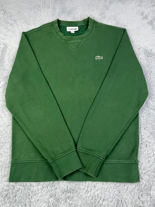 Pull / sweat / sweater / crewneck / felpa / Maglione Lacoste vert logo brodé croco- taille S🐊 2