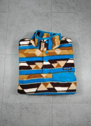 Polaire - Bleu Marron Blanc - Crazy fleece - 1/4 Bouton - Col Camionneur - Patagonia - Taille M #11, brand: Patagonia, condizioni: Ottime, taglia: M / IT 42 / EU 38, €80.00, €84.70 include la Protezione acquisti