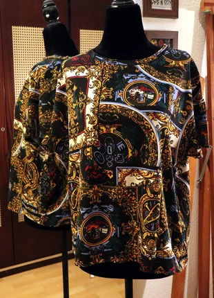 ZARA Estampado Pañuelo Seda Vintage Estampado Barroco/Baroque Print Joyas Oversize, merk: Zara, staat: Heel goed, maat: M / 38 / 10, € 6,00, € 7,00 inclusief Kopersbescherming