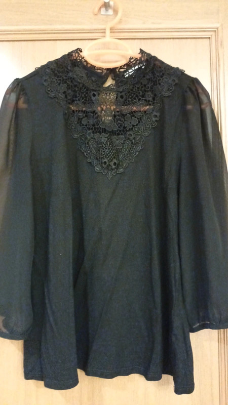 Blusa negra encaje y trasparente - Vinted