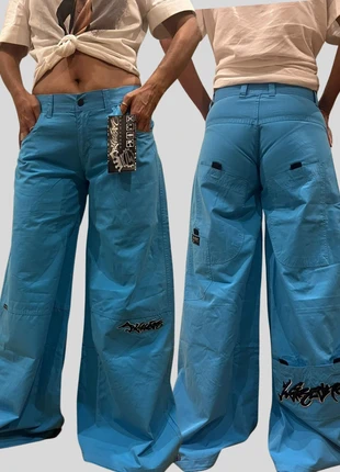 Pantalon Cargo Femme Bleu Y2K Vintage 2000s Oversize - Streetwear Rare, marca: JNCO, estado: Novo com etiquetas, tamanho: M / 38 / 10, €49.99, €53.19 inclui Proteção do Comprador