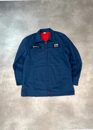 Veste de travail USA marine brodée Vintage, merk: Vintage Dressing, staat: Goed, maat: L, € 34,00, € 36,40 inclusief Kopersbescherming Pro