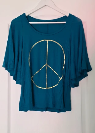 Blouseturquoise manches chauve-souris fluide ample, staat: Heel goed, maat: S / 36 / 8, € 8,00, € 9,10 inclusief Kopersbescherming