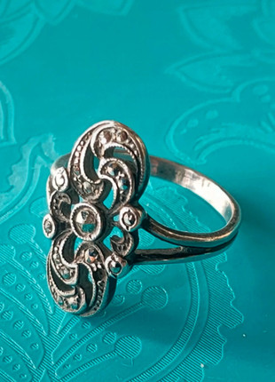 Bague vintage marquise argent 925 & marcassites, marque: Vintage, état: Très bon état, taille: 16,9 mm, 38,00 €, 40,60 € Protection acheteurs incluse