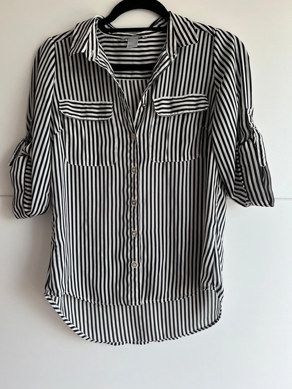 hemdbluse 3/4 ärmelige hemd schwarz-weiß hemd gestreift bluse asymetrische bluse 5