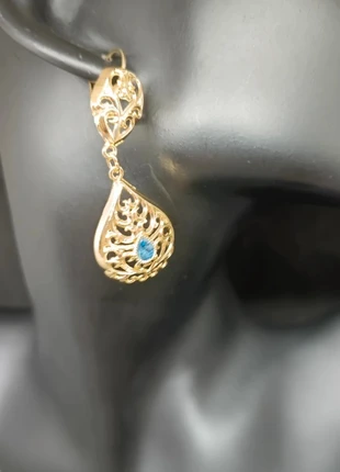 Boucles d'oreilles classe neuves bleues et dorées style marocain, condition: Very good, €8.00, €9.10 includes Buyer Protection