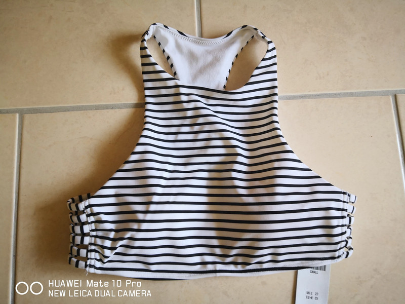 Tankini Hollister Gr. S Gr. 36 weiß schwarz gestreift Gr. 75 A bis 75 B 1