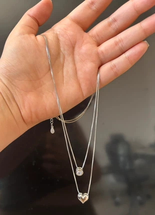 s925 layered necklace silver heart zirconia, brand: Vintage Dressing, condizioni: Nuovo con cartellino, €20.00, €21.70 include la Protezione acquisti