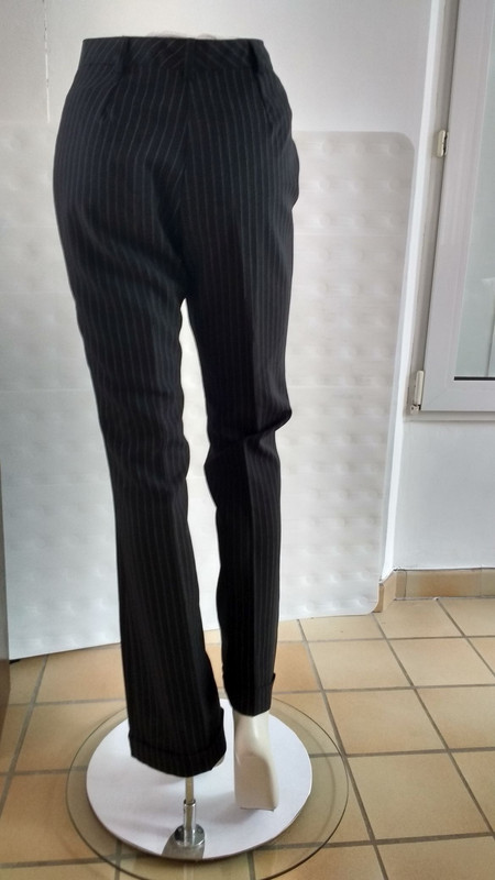 pantalon noir rayé T 36 Pimkie / p 551 3