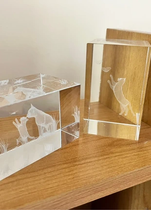 Glass cat prisms set of 2, brand: NO LABEL, condition: New without tags, £4.50, £5.43 includes Buyer Protection