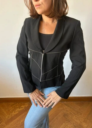 Blazer noir Multiples zippé style Y2K - taille 36, coutures contrastées, marca: Vintage Dressing, estado: Muy bueno, tamaño: S / 36 / 8, 22,00 €, 23,80 € Protección al comprador Pro incluida
