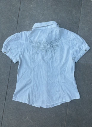 vintage white button up shirt with angel wing diamante, brand: y2k, condition: Good, size: M / 10, £30.00, £32.20 includes Buyer Protection