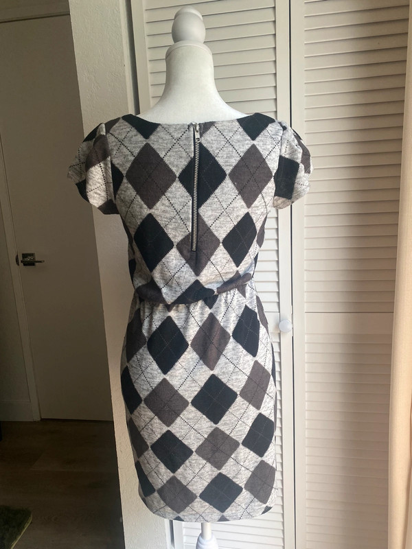 Black and gray argyle dress 2