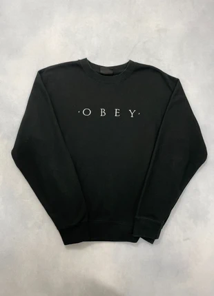 Pull Obey Noir brodé coupe Large Crew Neck Oversize Sweatshirt - Taille M #1194, merk: Obey, staat: Heel goed, maat: M, € 49,00, € 52,15 inclusief Kopersbescherming Pro