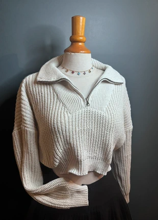 🤍 Pull blanc court col zip, brand: Shein, condition: Very good, size: S / 36 / 8, €5.00, €5.95 includes Buyer Protection