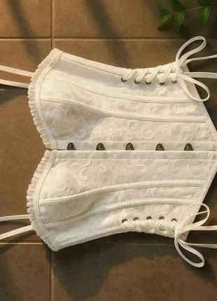 Corset Blanc Brocart Romantique – Cottagecore / Élégant / Y2K / Mariage Civil, brand: Maison Aurore, condizioni: Ottime, taglia: M / IT 42 / EU 38, €37.99, €40.59 include la Protezione acquisti Pro