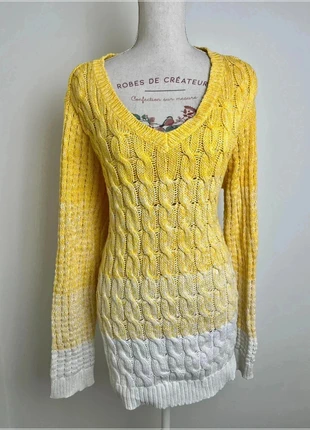 Pull sweat col v en maille liz claiborne jaune blanc pour femme taille XXL #CS3, marca: Liz Claiborne, estado: Muito bom, tamanho: XXL / 44 / 16, €13.00, €14.35 inclui Proteção do Comprador