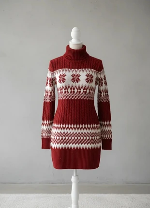 Robe Pull Hivernale Rouge en Maille Épaisse – Look Nordic / Cosy Chic / Vintage Noël / Automne-Hiver, staat: Heel goed, maat: M / 38 / 10, € 59,90, € 63,60 inclusief Kopersbescherming Pro