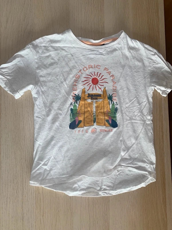 T-shirt fille Jurassic park 8 ans dinosaures isla nublar