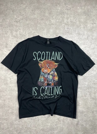 T-shirt vintage imprimé Scotland is Calling – Gildan Softstyle L 247, merk: Gildan, staat: Heel goed, maat: L, € 10,00, € 11,20 inclusief Kopersbescherming