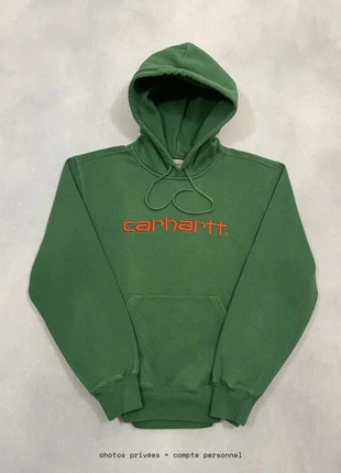 Pull Carhartt wip Vert brodé Orange coupe Large Hoodie Sweatshirt - Taille S #1025, marke: Carhartt, zustand: Sehr gut, größe: S, 49,00 €, 52,15 € inklusive Vinted-Käuferschutz