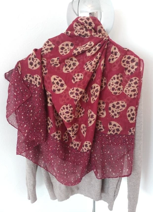 Foulard cœur rouge foncé, bordeaux & beige, estado: Muy bueno, 4,00 €, 4,90 € Protección al comprador incluida