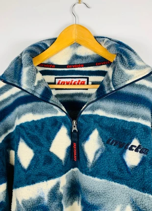 Polaire Invicta taille L homme vintage 90's oversize half zip bleu/blanc a motif, brand: Invicta, condizioni: Ottime, taglia: L, €35.00, €37.45 include la Protezione acquisti