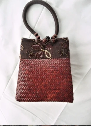 sac en paille, broderie de perle, fleur, sac chocolat, sac originale, céramonie, marca: CHIC, estado: Nuevo sin etiquetas, 18,00 €, 19,60 € Protección al comprador incluida