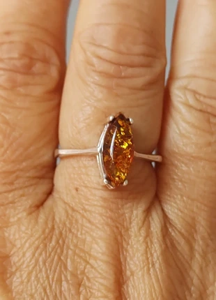 zilveren ring met natuurlijke Barnsteen(Amber) zilver 925, estado: Novo sem etiquetas, tamanho: 17,3 mm Ø / 14,5, €26.95, €29.00 inclui Proteção do Comprador Pro
