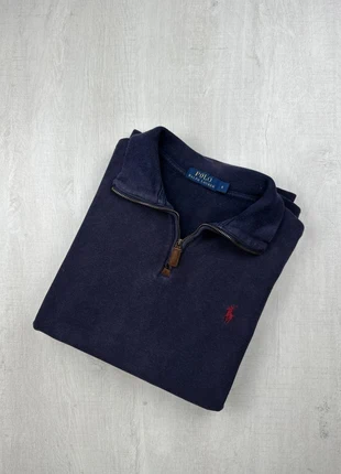 Pull zippé Ralph Lauren bleu marine coton logo rouge brodé S homme, marca: Ralph Lauren, estado: Muito bom, tamanho: S, €62.00, €65.80 inclui Proteção do Comprador Pro