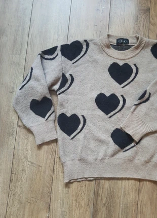 Pull beige cœurs noir M - Cider, brand: Cider, condition: Satisfactory, size: M / 38 / 10, €3.00, €3.85 includes Buyer Protection