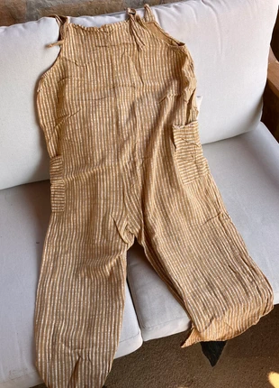 Lin salopette dungarees linen yellow mustard rayures, marca: Lin, estado: Muito bom, tamanho: S / 36 / 8, €8.50, €9.63 inclui Proteção do Comprador