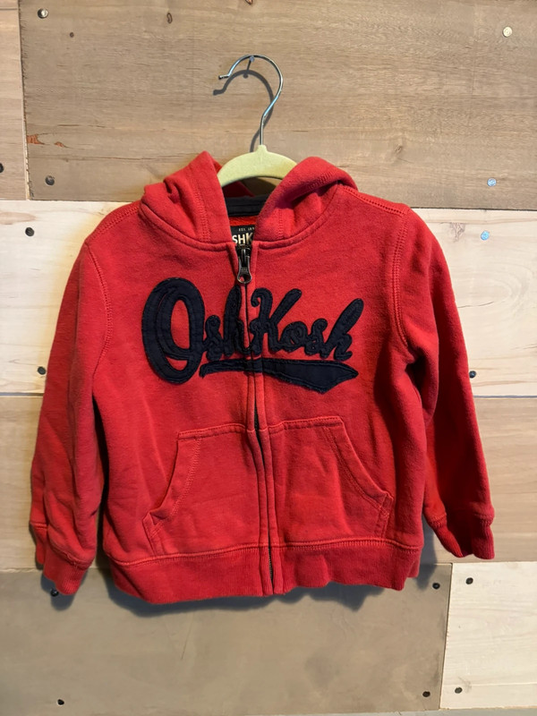 2T Oshkosh B’gosh Red Zip-up Hoodie Sweatshirt 1