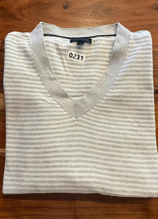 Pull Tommy Hilfiger Col V Sweater Women Liseré Léger Printemps Old Money Gris Blanc Jersey L, brand: Tommy Hilfiger, condition: Very good, size: L / 40 / 12, 5.90 €, 6.90 € includes Buyer Protection Pro