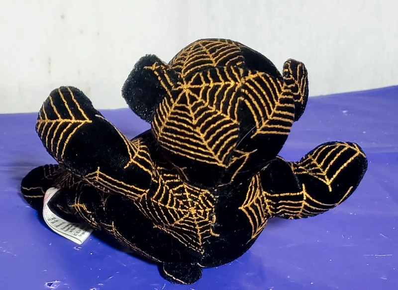 Sugar Loaf Halloween Spiderweb Bear Plush Stuffed Animal Black Gold Toy 4