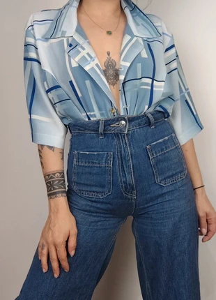 Chemise manches courtes bleu a motifs Vintage 80s 90s taille L/XL, marque: Vintage, état: Très bon état, taille: L / 40 / 12, 17,00 €, 18,55 € Protection acheteurs (Pro) incluse