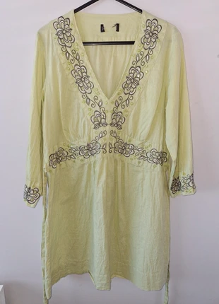 Women's 100% cotton tunic top blouse embroidery beading green uk size 10 light thin, brand: Papaya, condition: Good, size: M / UK 12-14, £2.00, £2.80 includes Buyer Protection