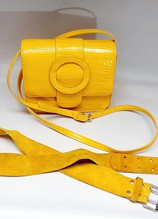 💛 Sac bandoulière effet croco + ceinture en daim assortie 💛, marque: croco, état: Très bon état, 10,00 €, 11,20 € Protection acheteurs incluse