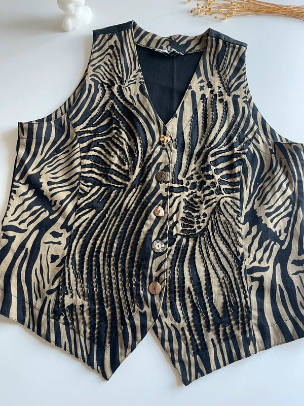 Vintage Animal Print Beaded Vest 2