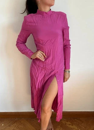 Robe Longue Fuchsia Cintrée avec Col Roulé - Taille 36 S - H&M, marque: H&M, état: Très bon état, taille: S / 36 / 8, 16,00 €, 17,50 € Protection acheteurs (Pro) incluse