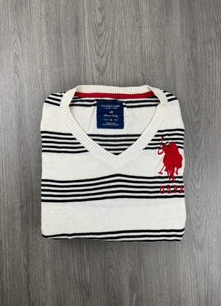 Pull col V blanc à rayures bleu U.S.Polo ASSN. femme / Taille S, brand: Confort, condition: Good, size: S / 36 / 8, €5.00, €5.95 includes Buyer Protection