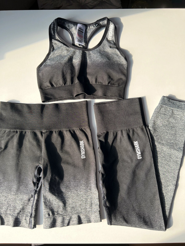 Gymshark Adapt Ombre Seamless set (legging, cycling shorts & sports bra)  Black / Black Marl (grey)