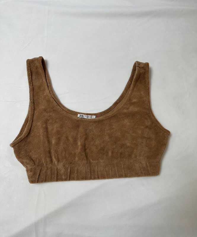 Zara, brown fuzzy bralette 1